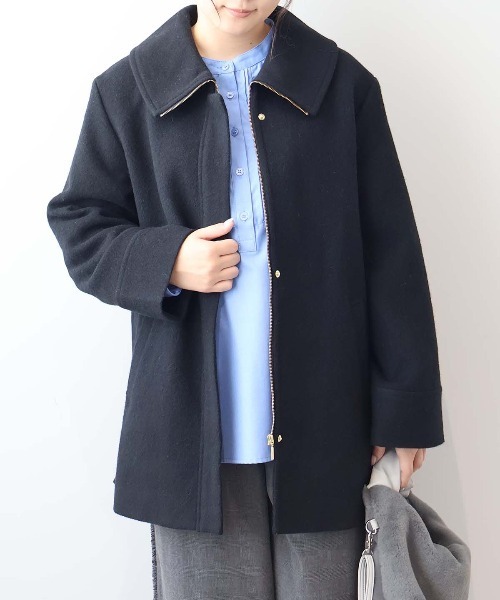 セール】【L～6L 大きいサイズ】ウールカルゼビッグカラーショート