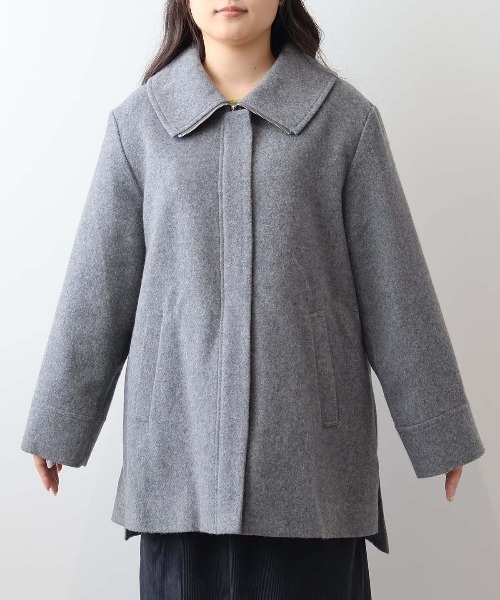 セール】【L～6L 大きいサイズ】ウールカルゼビッグカラーショート