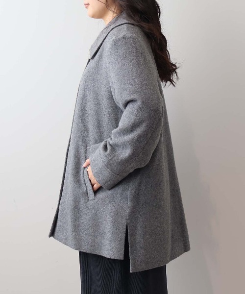 L～6L 大きいサイズ】ウールカルゼビッグカラーショートコート（その他