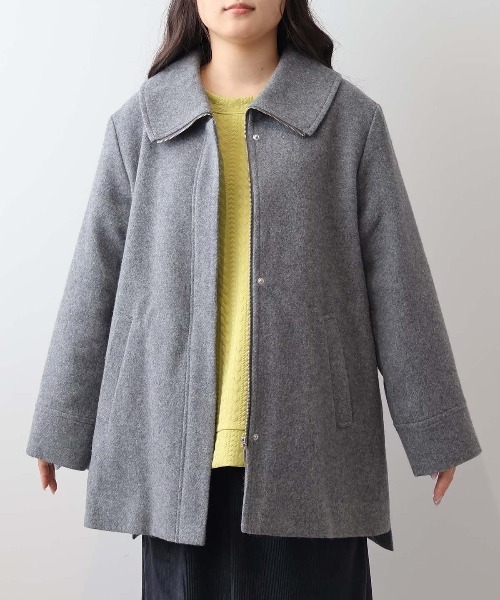 セール】【L～6L 大きいサイズ】ウールカルゼビッグカラーショート