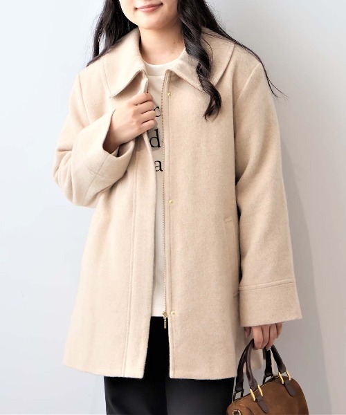 セール】【L～6L 大きいサイズ】ウールカルゼビッグカラーショート