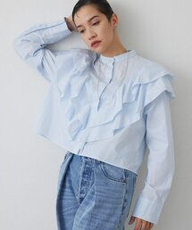 24SS 新品タグ付き✨ウィムガゼット ローンボウタイブラウス 青色 ローンボウタイブラウス | Whim Gazette(ウィム ガゼット