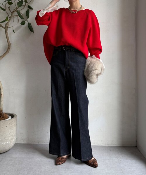 DouDou(ドゥドゥ)の「ルーズフレアデニム(デニムパンツ・レディース・インディゴブルー/ブルー/ブルー系その他・38/36)」の15枚目の写真
