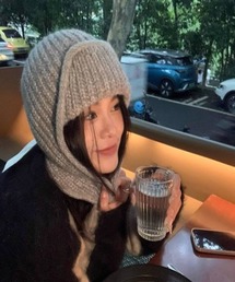 Ritzy（リッツィー）の「5色展開　紐付き フードマフラー（ニットキャップ/ビーニー）」