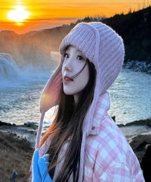 Ritzy（リッツィー）の「5色展開　紐付き フードマフラー（ニットキャップ/ビーニー）」