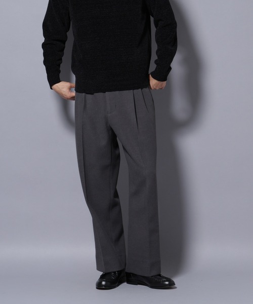 NANO universe（ナノユニバース）の「テックメルトンワイドスラックス（スラックス・メンズ・チャコール/カーキ/ブラック・S/M/L/XL）」の2枚目の写真