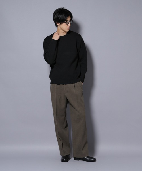 NANO universe（ナノユニバース）の「テックメルトンワイドスラックス（スラックス・メンズ・チャコール/カーキ/ブラック・S/M/L/XL）」の7枚目の写真
