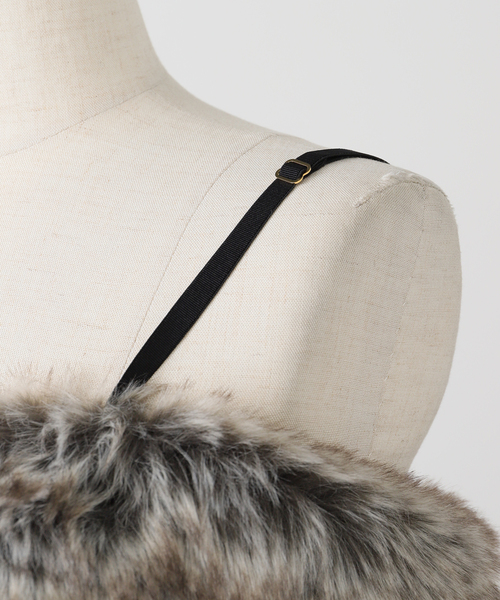 フミエ タナカ fumie tanaka ブラ ニット ビスチェ　グレー セール】【FUMIE TANAKA(フミエタナカ)】animal far bustier：ビスチェ