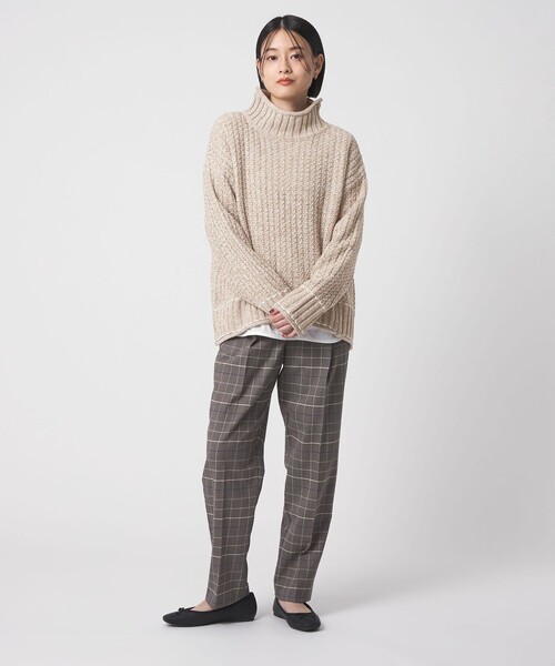 A DAY IN THE LIFE UNITED ARROWS(アデイインザライフユナイテッドアローズ)の「バルキーアクリル メランジケーブル ハイネックニット <A DAY IN THE LIFE>(ニット/セーター・レディース・ベージュ/ピンク/ブラック・FREE)」の5枚目の写真