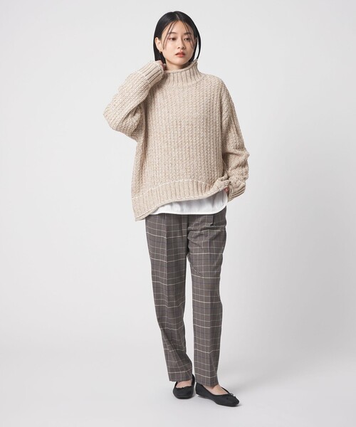 A DAY IN THE LIFE UNITED ARROWS(アデイインザライフユナイテッドアローズ)の「バルキーアクリル メランジケーブル ハイネックニット <A DAY IN THE LIFE>(ニット/セーター・レディース・ベージュ/ピンク/ブラック・FREE)」の6枚目の写真