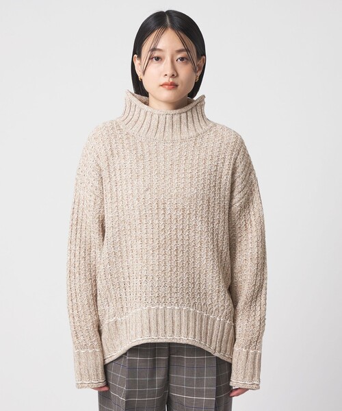 A DAY IN THE LIFE UNITED ARROWS(アデイインザライフユナイテッドアローズ)の「バルキーアクリル メランジケーブル ハイネックニット <A DAY IN THE LIFE>(ニット/セーター・レディース・ベージュ/ピンク/ブラック・FREE)」の7枚目の写真