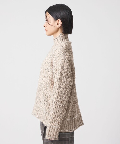A DAY IN THE LIFE UNITED ARROWS(アデイインザライフユナイテッドアローズ)の「バルキーアクリル メランジケーブル ハイネックニット <A DAY IN THE LIFE>(ニット/セーター・レディース・ベージュ/ピンク/ブラック・FREE)」の8枚目の写真