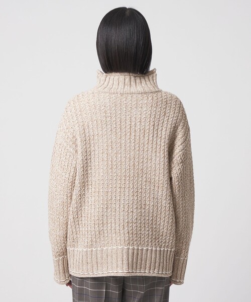A DAY IN THE LIFE UNITED ARROWS(アデイインザライフユナイテッドアローズ)の「バルキーアクリル メランジケーブル ハイネックニット <A DAY IN THE LIFE>(ニット/セーター・レディース・ベージュ/ピンク/ブラック・FREE)」の9枚目の写真