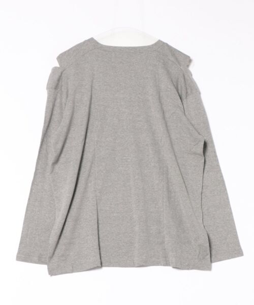 RCD(アールシーディー)の「オープンショルダーロングスリーブTシャツ(Tシャツ/カットソー・レディース・チャコールグレー/ブラック/カーキ/グレイッシュベージュ/杢グレー/オフホワイト・M-L/4L~5L/LL~3L)」の18枚目の写真