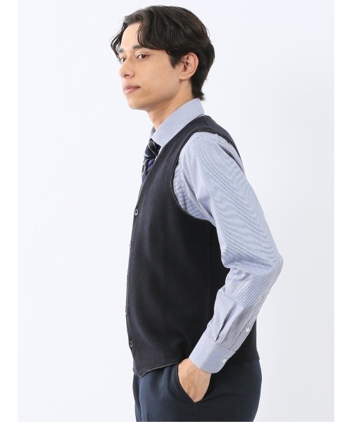 TAKA-Q（タカキュー）の「【ウォッシャブル ウール混】タカキュー ミラノリブ 前開きベスト（ベスト・メンズ・グレー系その他2/ネイビー・MEDIUM/X-LARGE/LARGE）」の20枚目の写真