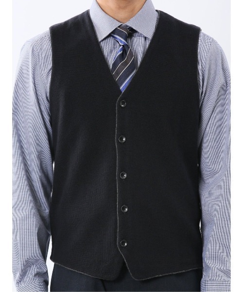 TAKA-Q（タカキュー）の「【ウォッシャブル ウール混】タカキュー ミラノリブ 前開きベスト（ベスト・メンズ・グレー系その他2/ネイビー・MEDIUM/X-LARGE/LARGE）」の13枚目の写真