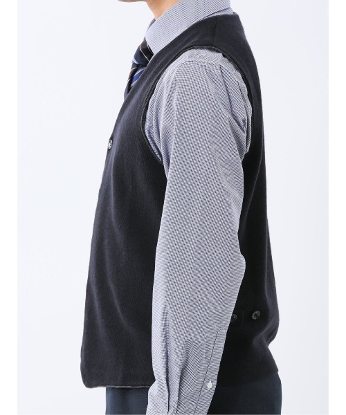 TAKA-Q（タカキュー）の「【ウォッシャブル ウール混】タカキュー ミラノリブ 前開きベスト（ベスト・メンズ・グレー系その他2/ネイビー・MEDIUM/X-LARGE/LARGE）」の14枚目の写真