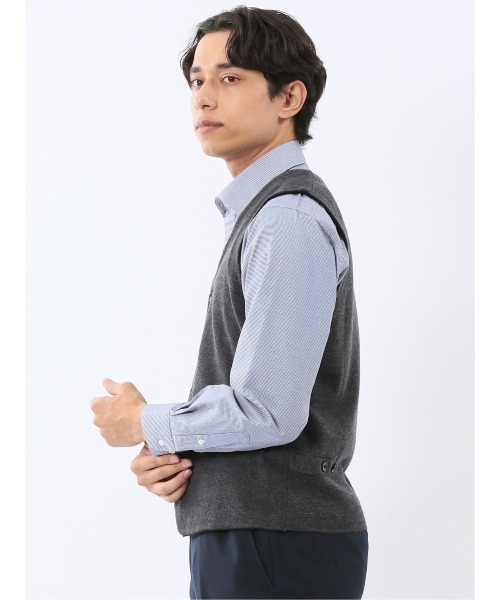 TAKA-Q（タカキュー）の「【ウォッシャブル ウール混】タカキュー ミラノリブ 前開きベスト（ベスト・メンズ・グレー系その他2/ネイビー・MEDIUM/X-LARGE/LARGE）」の7枚目の写真