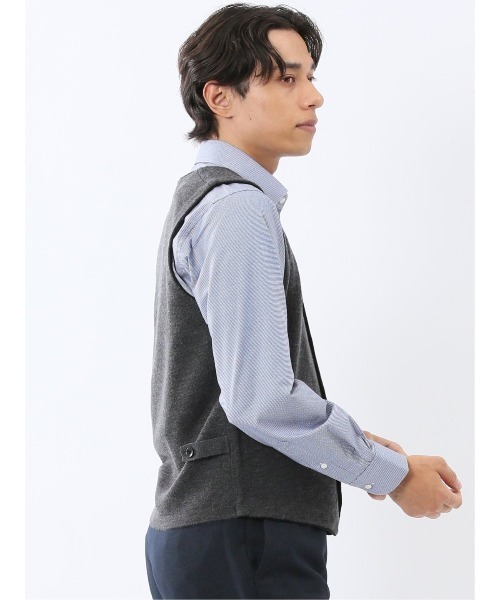 TAKA-Q（タカキュー）の「【ウォッシャブル ウール混】タカキュー ミラノリブ 前開きベスト（ベスト・メンズ・グレー系その他2/ネイビー・MEDIUM/X-LARGE/LARGE）」の9枚目の写真