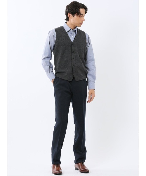 TAKA-Q（タカキュー）の「【ウォッシャブル ウール混】タカキュー ミラノリブ 前開きベスト（ベスト・メンズ・グレー系その他2/ネイビー・MEDIUM/X-LARGE/LARGE）」の10枚目の写真