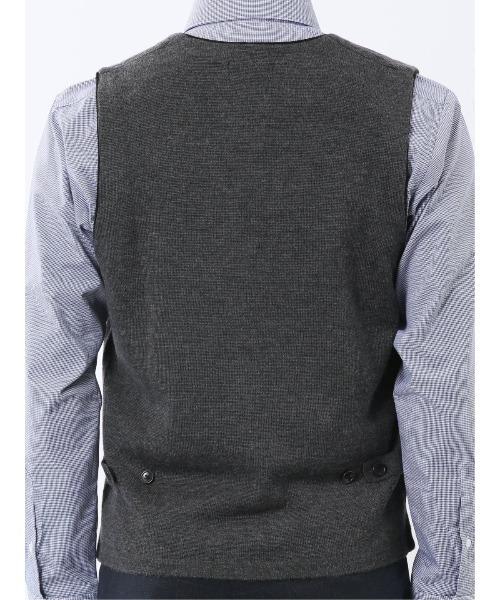 TAKA-Q（タカキュー）の「【ウォッシャブル ウール混】タカキュー ミラノリブ 前開きベスト（ベスト・メンズ・グレー系その他2/ネイビー・MEDIUM/X-LARGE/LARGE）」の4枚目の写真