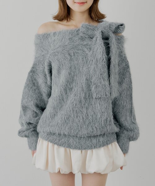 Chico（チコ）の「肩リボンショルダースリットオフショルシャギーニット（ニット/セーター・レディース・ブラウン/ピンク/チャコールグレー/アイボリー・FREE）」の17枚目の写真