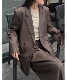 テーラードジャケット（ブラウン/茶色系・ストライプ柄）ファッション