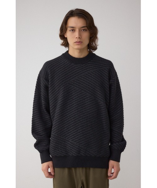 AZUL by moussy(アズールバイマウジー)の「ジグトーンジャガードニット(ニット/セーター・メンズ・グレー/ブラック/グリーン/レッド・SMALL/MEDIUM/LARGE)」の8枚目の写真