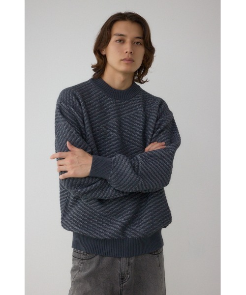 AZUL by moussy(アズールバイマウジー)の「ジグトーンジャガードニット(ニット/セーター・メンズ・グレー/ブラック/グリーン/レッド・SMALL/MEDIUM/LARGE)」の16枚目の写真