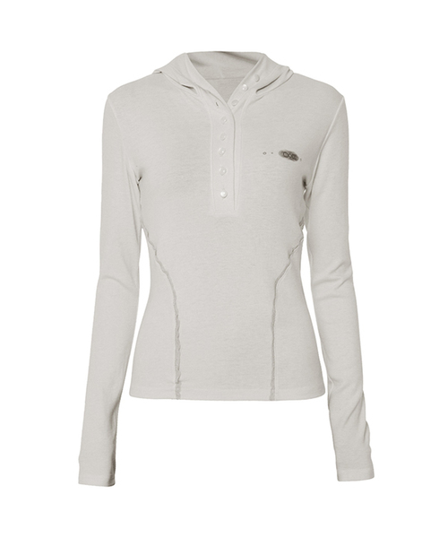 FLAREUP(フレアアップ)の「Button Up Lace Hoodie (FL-148_Cream Beige)(パーカー・レディース・アイボリー・OS)」の1枚目の写真