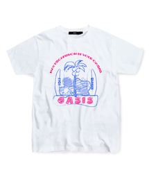 ピンクブルー ESCF オアシスTシャツ ホワイト