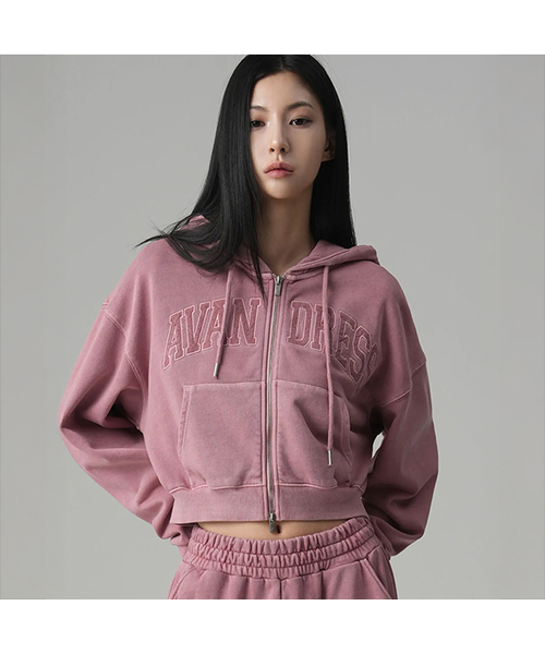 AVANDRESS（アバンドレス ）の「Felt 3D Pigment Zip - Up - 3COL（パーカー・レディース・ブラック/チャコール/PINK・MEDIUM/SMALL）」の3枚目の写真