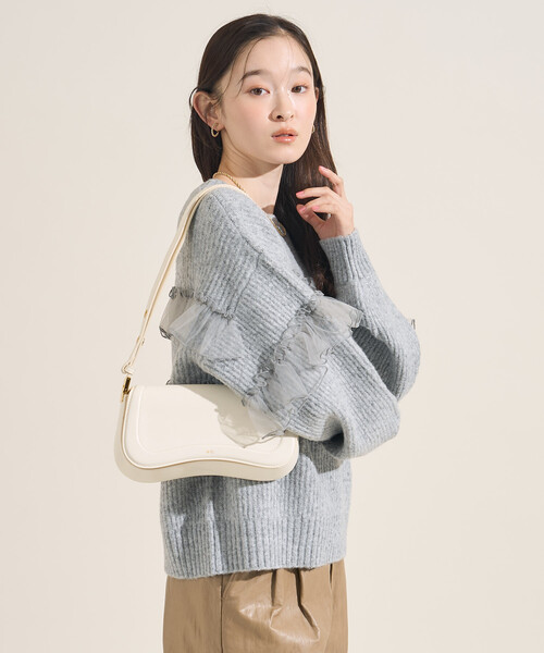 FREAK'S STORE(フリークスストア)の「チュール フリル ドッキング ニットプルオーバー(ニット/セーター・レディース・ベージュ/ブラック/グレー・フリ-)」の21枚目の写真