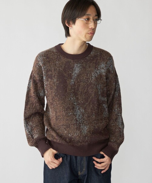 City Ambient Products(シティアンビエントプロダクツ)の「City Ambient Products: シャギー ジャカード クルーネック ニット(ニット/セーター・メンズ・グレー/ブルー/ブラウン・SMALL/LARGE/MEDIUM)」の4枚目の写真