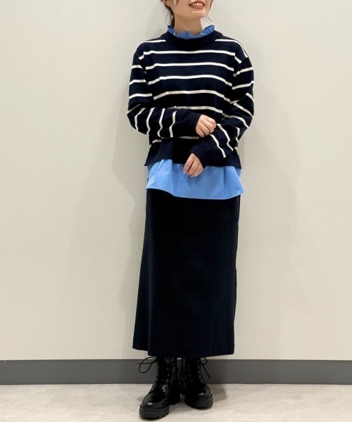 human woman(ヒューマンウーマン)の「◆ニードルパンチプルオーバースカート(スカート・レディース・グレー系その他/ネイビー・MEDIUM)」の5枚目の写真