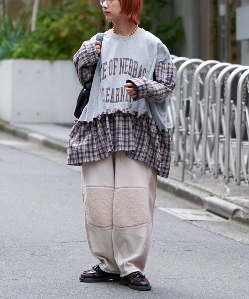 etsinta（エシンタ）の「【etsinta/エシンタ】リメイクフリースカーブパンツ（その他パンツ・レディース・ブラウン/チャコールグレー/アイボリー・ONE SIZE）」の17枚目の写真