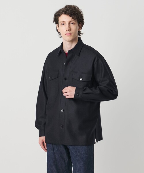 UNITED ARROWS（ユナイテッドアローズ）の「ARYES ジャージメルトン CPOシャツ（シャツ/ブラウス・メンズ・ネイビー・XL/M/S/L）」の5枚目の写真