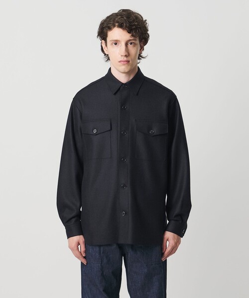 UNITED ARROWS（ユナイテッドアローズ）の「ARYES ジャージメルトン CPOシャツ（シャツ/ブラウス・メンズ・ネイビー・XL/M/S/L）」の6枚目の写真