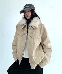 Dalfwin（ダールフィン）の「韓国ファッション ホワイトファー付きジップアップデニムブルゾン（ブルゾン・メンズ）」