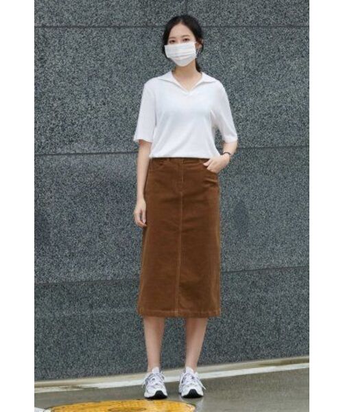 MUSINSA STANDARD WOMAN（ムシンサスタンダードウーマン）の「レディースコーデュロイミディスカート[ライトブラウン]（スカート・レディース・その他・X-SMALL）」の13枚目の写真