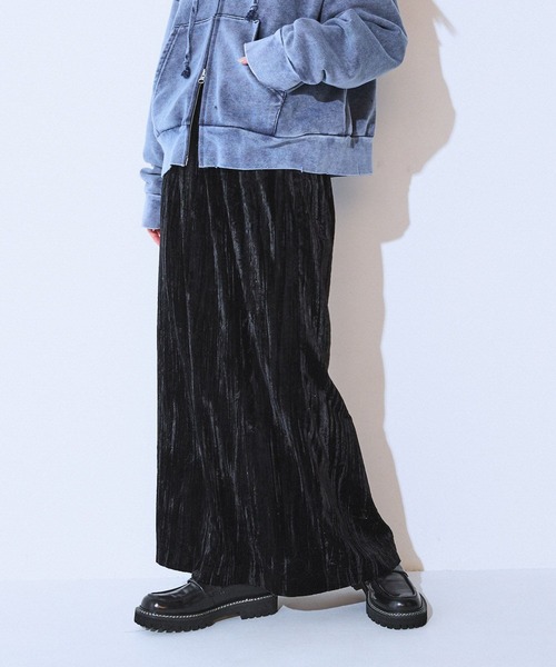 JEANASIS（ジーナシス）の「タイダイベロアナロースカート/621534（スカート・レディース・グレー系その他/パープル系その他/ブラック・FREE）」の2枚目の写真