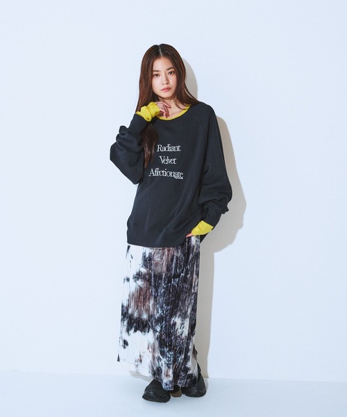 JEANASIS（ジーナシス）の「タイダイベロアナロースカート/621534（スカート・レディース・グレー系その他/パープル系その他/ブラック・FREE）」の12枚目の写真