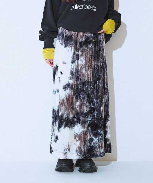 JEANASIS（ジーナシス）の「タイダイベロアナロースカート/621534（スカート・レディース・グレー系その他/パープル系その他/ブラック・FREE）」の13枚目の写真