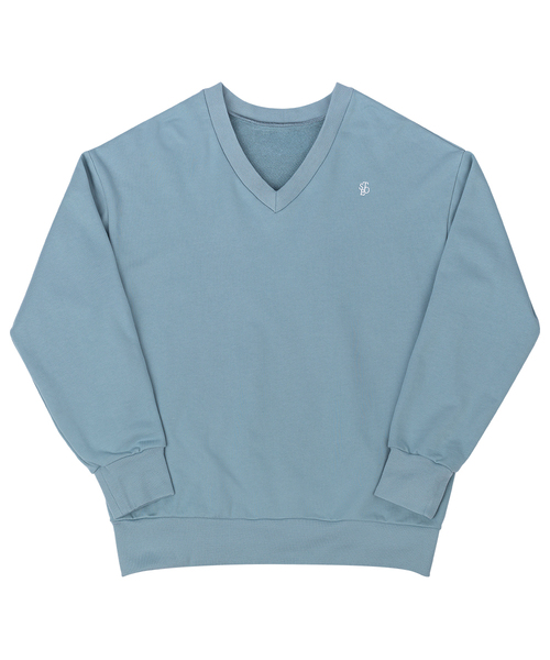 SELITIO(セレティオ)の「オーバーサイズVネックスウェットシャツブルー(スウェット・メンズ・ブルー・SMALL/MEDIUM/LARGE/X-LARGE)」の1枚目の写真