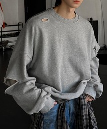 ASCLO（エジュクロ）の「【UNISEX】ASCLO／ダメージカットプルオーバー（スウェット・メンズ）」