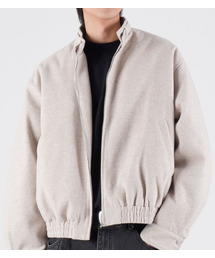 BUTTON SEOUL（ボタンソウル）の「[ダックダウン 90/10] ネックボタンポイントダックダウンバイカージャケット (ライトベージュ)（ダウンジャケット/コート）」
