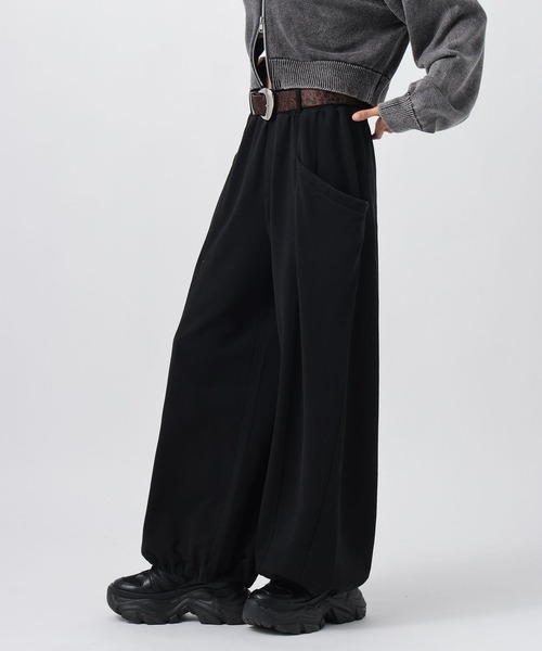 PAGEBOY（ページボーイ）の「デカポウラケパンツ【4color・2size】（スウェットパンツ・レディース・ブラック/グレー/ブラウン/グリーン・SMALL/MEDIUM）」の8枚目の写真