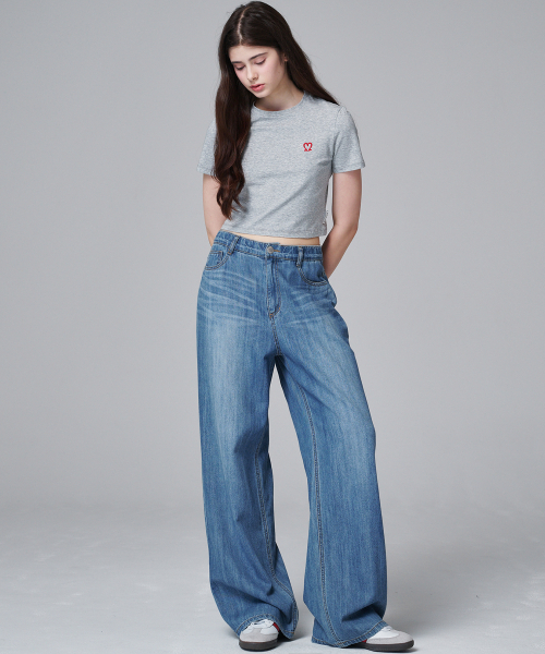 MALOUPE（マロップ）の「9141 ソフト軽量ワイドデニムパンツ (ミディアムインディゴ)（デニムパンツ・レディース・インディゴブルー・26/28/30）」の3枚目の写真