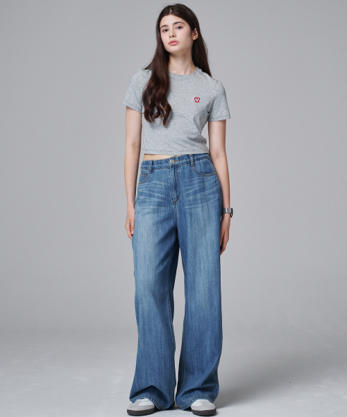 MALOUPE（マロップ）の「9141 ソフト軽量ワイドデニムパンツ (ミディアムインディゴ)（デニムパンツ・レディース・インディゴブルー・26/28/30）」の4枚目の写真