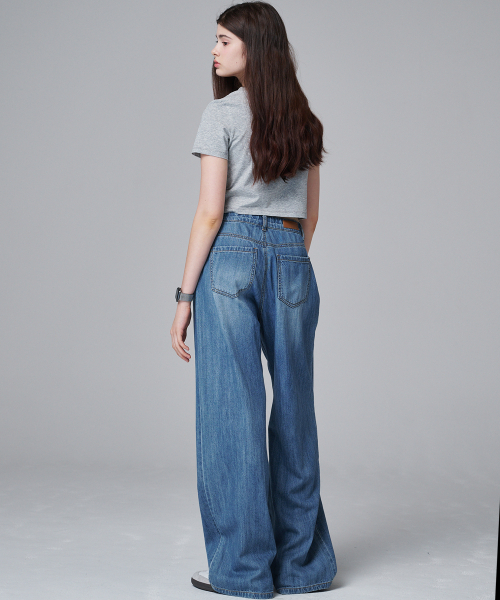 MALOUPE（マロップ）の「9141 ソフト軽量ワイドデニムパンツ (ミディアムインディゴ)（デニムパンツ・レディース・インディゴブルー・26/28/30）」の6枚目の写真